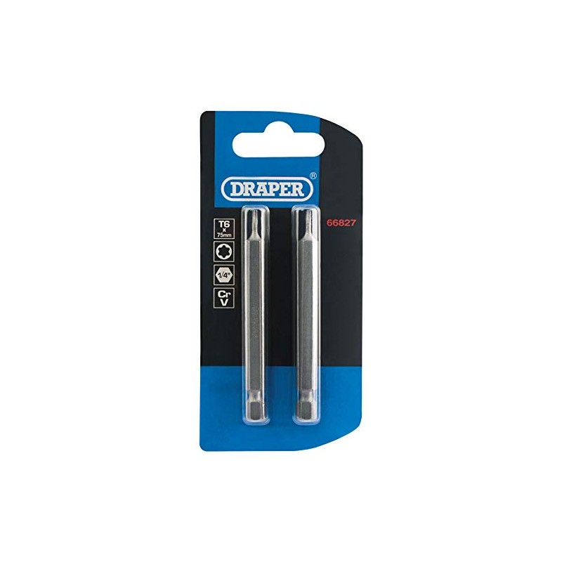 Draper 66830 t8 1/4" hex. tx-Star Insert bit 75mm Long