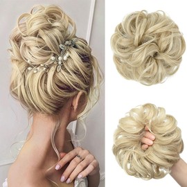 JJstar Hairpiece with Elastic Band, Large Bun Hairpiece, Curly Hair Scrunchie with Hair Updo Hairstyles, Hair Extensions, Messy Bun Hairpieces for Women, Girls, Ponytail