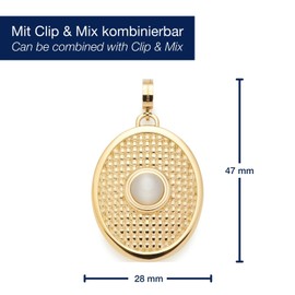 Jewels by Leonardo Clip & Mix Fidelia Pendant Gold-Coloured Stainless Steel Surface with Braided Structure and White Catseye Jewellery Gift for Women, 024403, Stainless Steel, No Gemstone