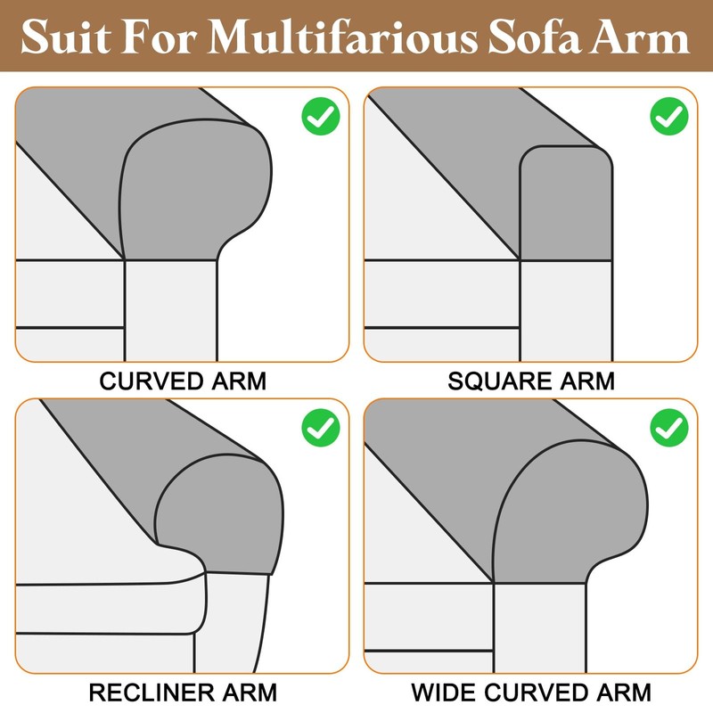 uxcell 4Pcs Stretch Armrest Covers, Polyester Vintage Jacquard Soft Couch