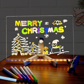 Light Up Acrylic Board with 7 Colors Pen, Magic Led Note Board with Colours with Light, Luminous Acrylic Message Board, 2025 New Creative Rewritable Acrylic Led Message Board, with Stand(30 * 20cm)