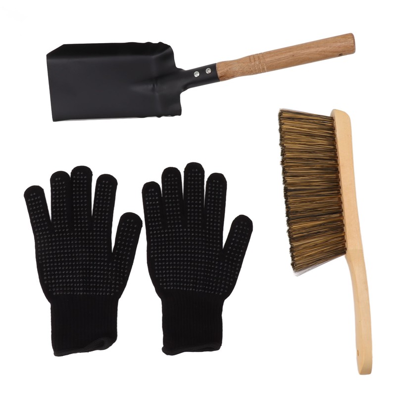 Fireplace Ash Shovel Brush Set Coal Hearth Clean Tools for