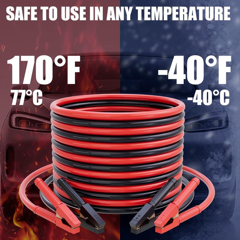 0 Gauge 25 Feet Jumper Cables for Car Battery, Heavy