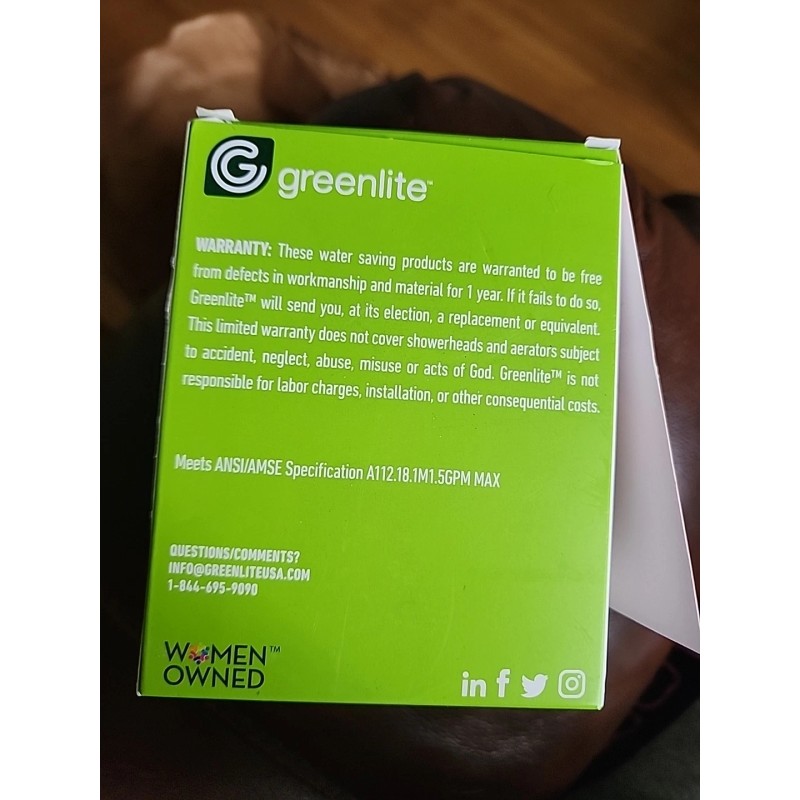 Greenlite New-Low-Flow Shower Head Water-Saving Fixed in Silver Greenlite Aerators