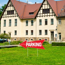 BLSUREFYX 5pcs Arrow Parking Signs with Stake 14.4"x5.5" Double Sided