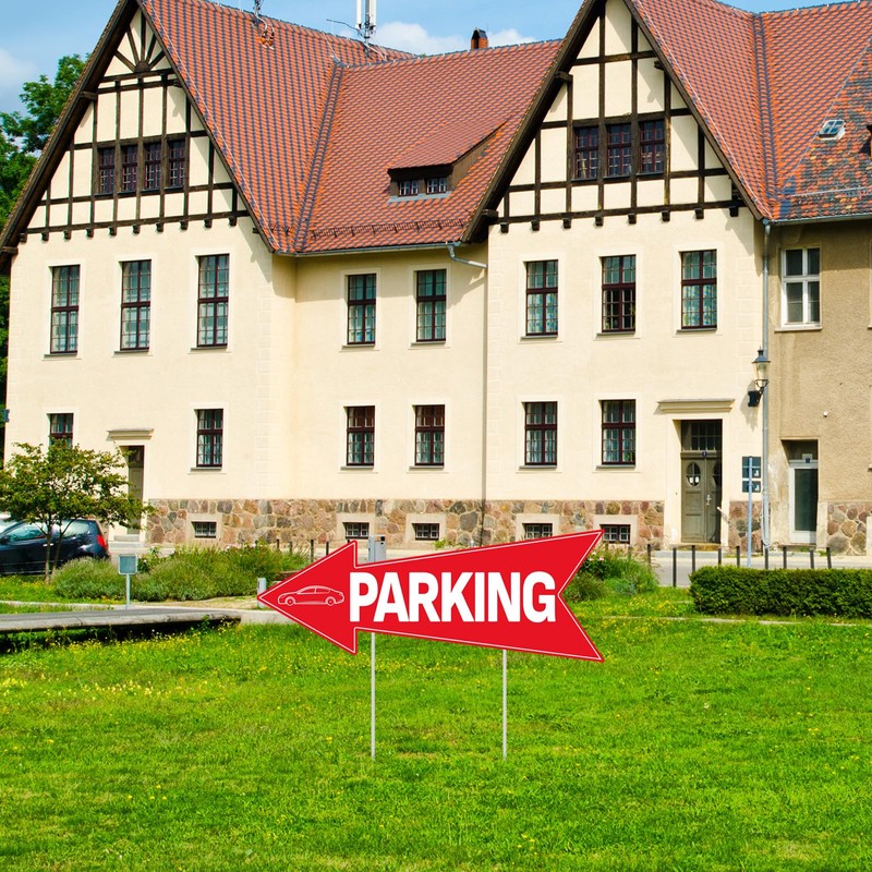 BLSUREFYX 5pcs Arrow Parking Signs with Stake 14.4"x5.5" Double Sided