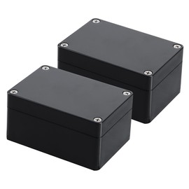 Pack of 2 Junction Box Waterproof Project Box Electronic Housing Junction Boxes Surface-Mounted Waterproof IP65 ABS Small Junction Box Electronic Surface-Mounted Box 100 x 68 x 50 mm Black
