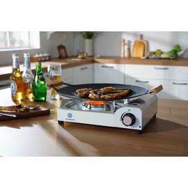 HTH HTHomeprod Portable Camping Stove Windproof Infrared Butane Burner Fuel Cooker Outdoor Hiking Picnic Compact Stoves White Color With Carry Box