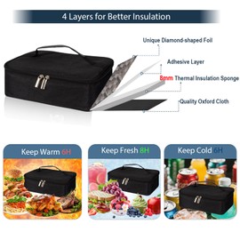 DDhayyp 3.5L Lunch Bags for Women Men, Reusable Insulated Leakproof Lunch Box Tote Bag with Oxford Fabric & Aluminum Foil Lining, Thermal Cooler Bag for Work School Picnic Travel (Black)