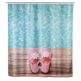 Wenko Shower Curtain Hawaii of Polyester 180x200cm, Multi-Coloured, 180 x 200 x 1 cm
