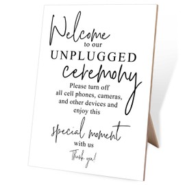 Unplugged Ceremony Sign For Wedding, Bridal Shower Signs Welcome, 8X11 Minimalist Style Wooden Sign, Engagement Party Decor, Wedding Signs For Ceremony And Reception, Bachelor Party,Y16