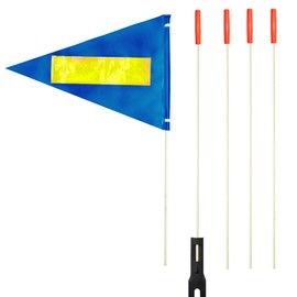Bike Safety Flag 6 Foot Heavy Duty Fiberglass Pole Polyester Waterproof Flag (Blue with Reflective)