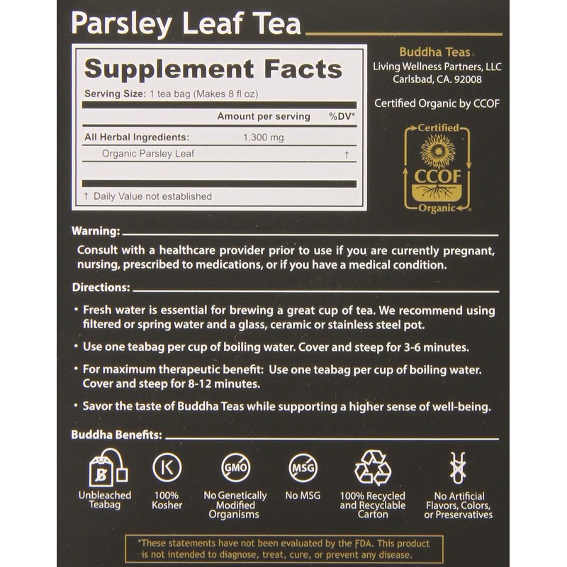 Buddha Teas Parsley Leaf Tea, 18 Count (Pack of 6)