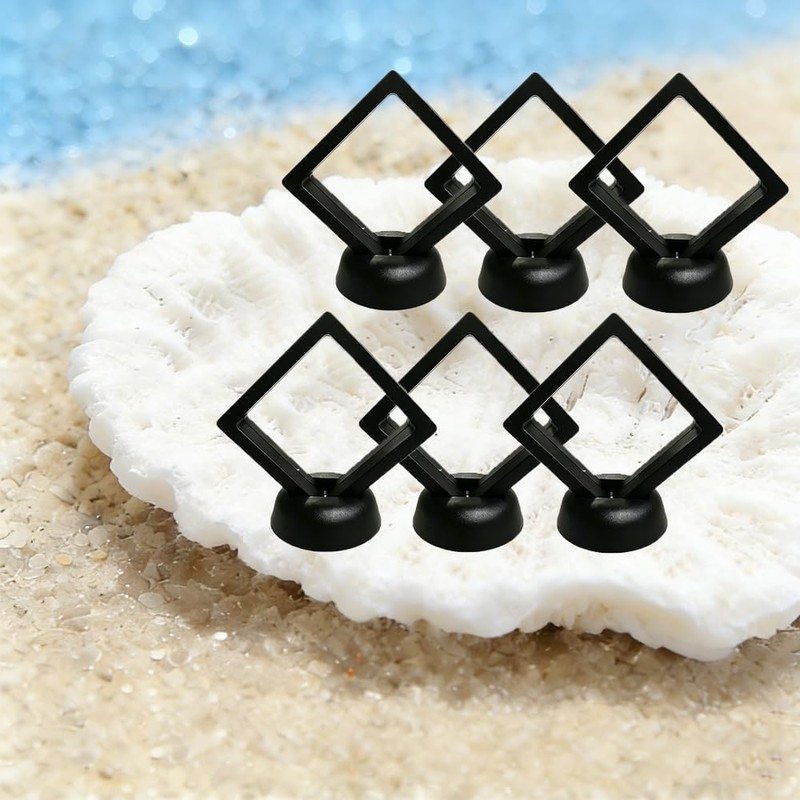 6Pcs 3D Floating Display Case Black 2.75x2.75x0.8 Inch
