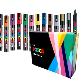 Mitsubishi Pencil Uni Posca Water Based Pen, Water-Based Marker, Made in Japan, Color Pen, Medium Point, PC-5M, 29 Colors Set