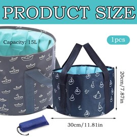 Foot Bath Bowl, Capacity 15L 20 * 30cm Foot Bath, Foot Spa, Pedicure Bowl, Folding Foot Bath Massage Barrel Foot Spa Home Pedicure Basin for Camping Washing Fishing (Sky Blue)