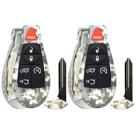2X New Camouflage Entry 6 Buttons Remote Start Car Key Fob Fobik Shell / CASE Remote IYZC01C for Commander Grand Cherokee. - (No Electronics or Chip Inside)