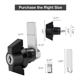 5/8 Inch Black Toolbox Lock with Keys, Cabinet Locks Keyed Alike, Hook Cam, Tubular Cam Lock, Tool Box Locks with Manual, Zinc Alloy（2Pack）