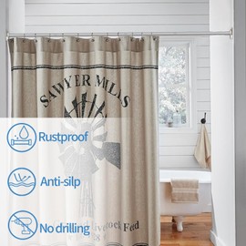 CorkLatta Matte Silver Shower Curtain Rod,1 Inch Diameter Stainless Steel Adjustable Spring Tension Rods 32 to 68",with Holders,Anti-Slip,No Drilling(1 Pack)