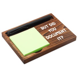 Sticky Note Holder Wooden Notepad & Pen Holder 6.5" x 4.7" Sticky Note Pad Holder Dispenser for Desk Work Humor Gifts, NPA178