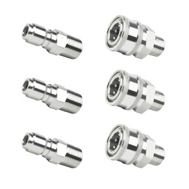 Ufixed Non Rust 3 Sets 3/8’’ Pressure Washer Quick Connect 3/8 Inch, Stainless Steel Pressure Parts Washer Fittings, Leak Proof Pressure Washer Adapter Set Hose Connect