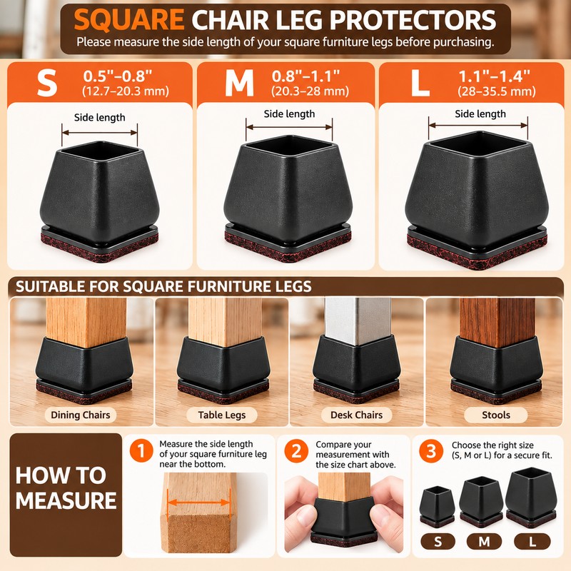  16-Piece Chair Leg Floor Protectors for Furniture -Felt Bottom
