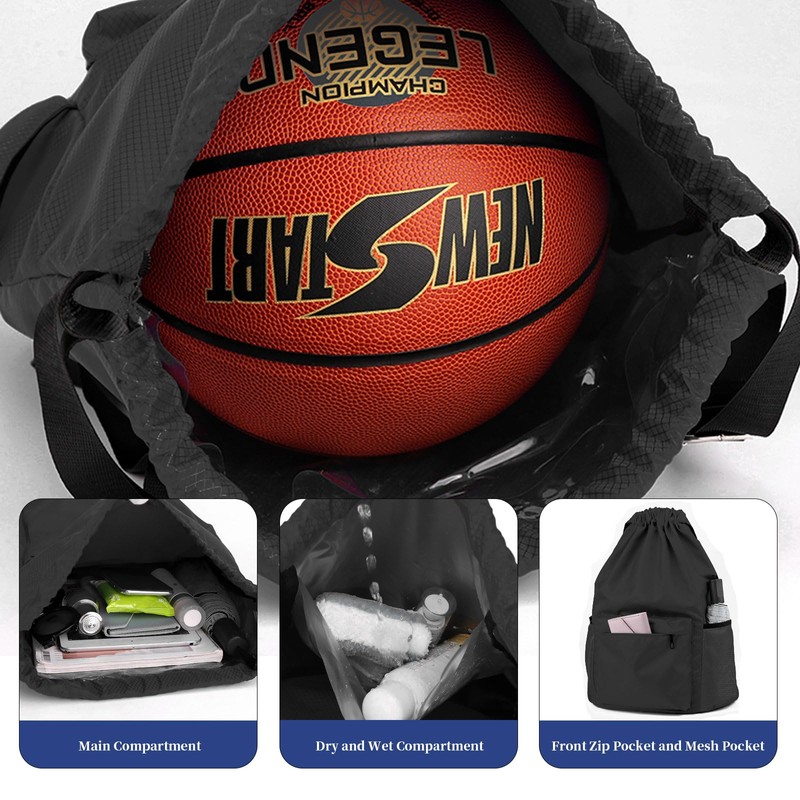 Drawstring Backpack Waterproof Gym String Bag for Women Men, Pull