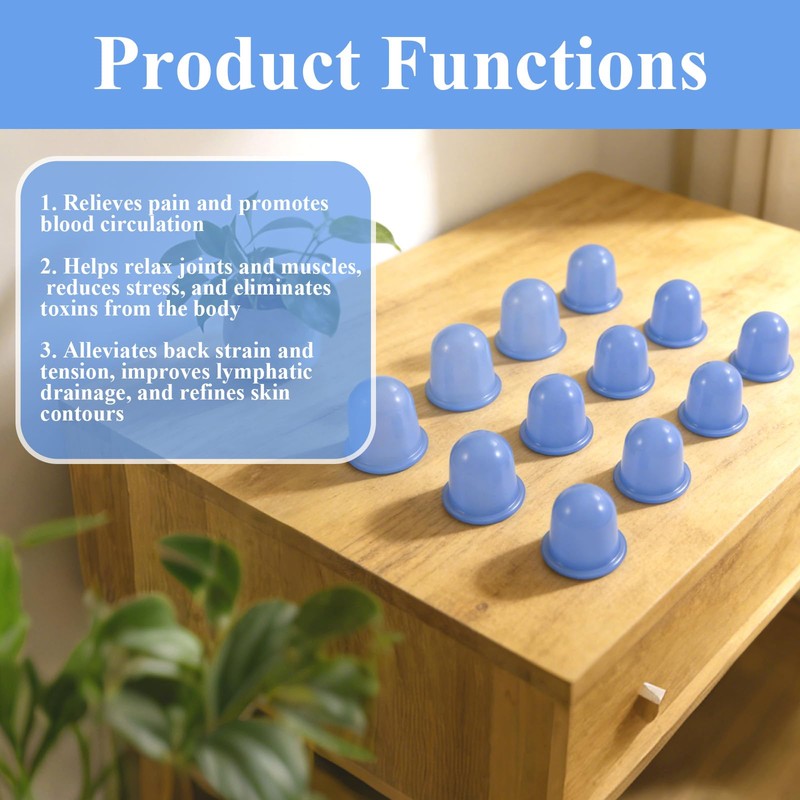 Silicone Squeeze Cupping Set, 12 Pack 2 Sizes Vacuum Suction