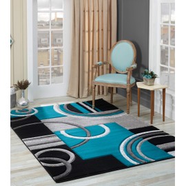 GLORY RUGS Area Rug Modern Soft Hand Carved Contemporary Floor Carpet with Premium Fluffy Texture for Indoor Living Dining Room and Bedroom Area (Turquoise, 8'x10')