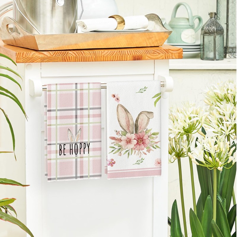 Artoid Mode Pink Bunny Rabbit Ears Floral Leaves Easter Kitchen
