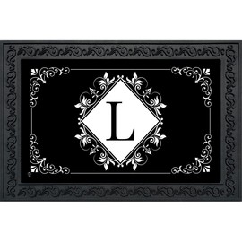 Briarwood Lane Black and White Monogram L Doormat