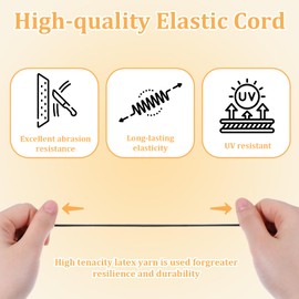 Bungee Cord Elastic Shock Cord 12 Meter 2mm Black Elastic String Heavy Duty Bungee Shock Cords Paracord Bungees Stretch Rope for Sewing, Camping, Outdoor Activities(Black, 3/32 Inch X 40 Ft)