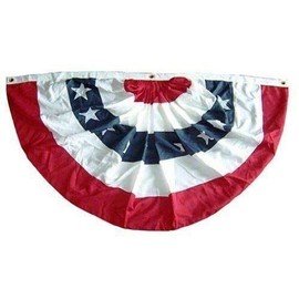 JumpingLight 1.5x3 USA American Pleated Poly Cotton Window 2ply Flag 1.5 x 3 Bunting Fan - Quality Flags