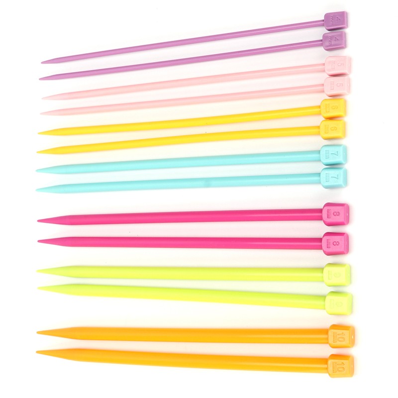 14 Pcs Knitting Needles Multicolour Portable 25cm Sweater Needle Plastic