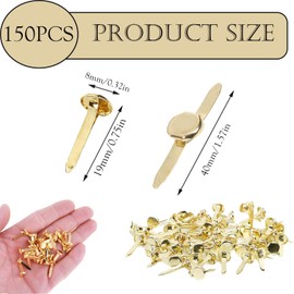 150Pcs Split Pins, 8x19mm Round Head Mini Brass Brads Paper Fasteners, Multi-Purpose Butterfly Pin Metal Split Pins Craft for DIY Crafts, Scrapbooks, Cards & Photo Walls