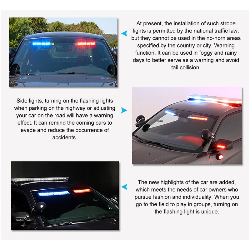LED Car Strobe Light Flashing Warning Lamp Red Blue Color