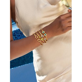 TenrSteel Gold Cuff Bracelet BirthStone Bangle Bracelets Gold Bangle Bracelets for Women Arm Bracelet