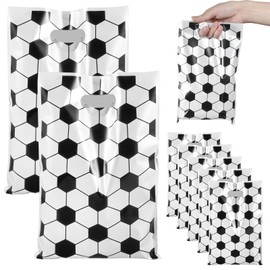 100 Stück Fußball Papiertüten, Fußball Party Taschen Kunststoff Goodie Bags, Fußball Geburtstag Geschenk Taschen, Candy Tüten zum Verpacken von Geschenken, Giveaways, Kindergeburtstag, Party, usw