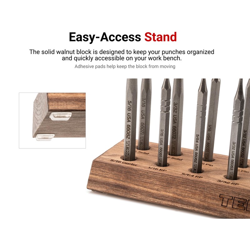 TEKTON Punch Set with Walnut Block (18-Piece) | 66564 |