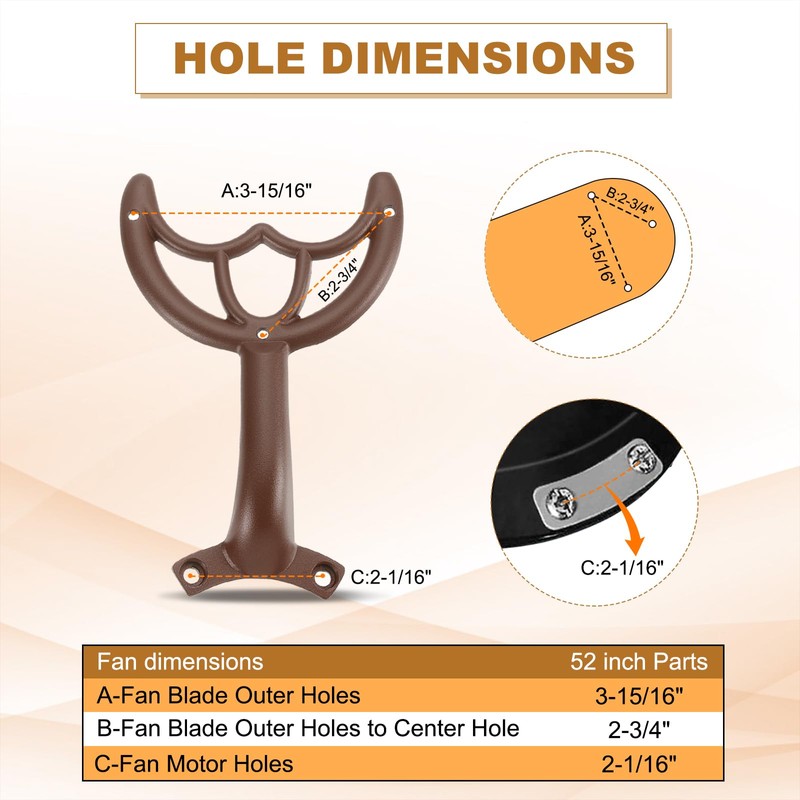PATIKIL Ceiling Fan Blades Arms Replacement, 5 Pcs 52" Fan
