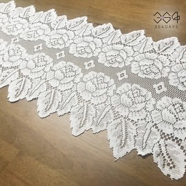364days Rose Garden Long Tablecloth Runner White Lace Mat Rug 113cm, 06.Anemone Garden Long Tablecloth / 364days 장미정원 긴 테이블보 러너 화이트 레이스 매트 깔개 113cm, 06.아네모네정원 긴 테이블보