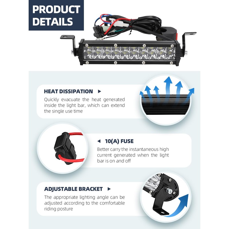 Dirt Bike Light Bar,60W 2500LM Motorcycle Headlight Light Bar Plug-Play