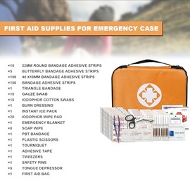 1st Aid 300Piece Portable First Aid Kit Refill Supplies for Car Mini Caming Emergency First Aid Kits Hiking Survival Essential for Outdoor Adventure Emergency Case, Orange 1st Aid