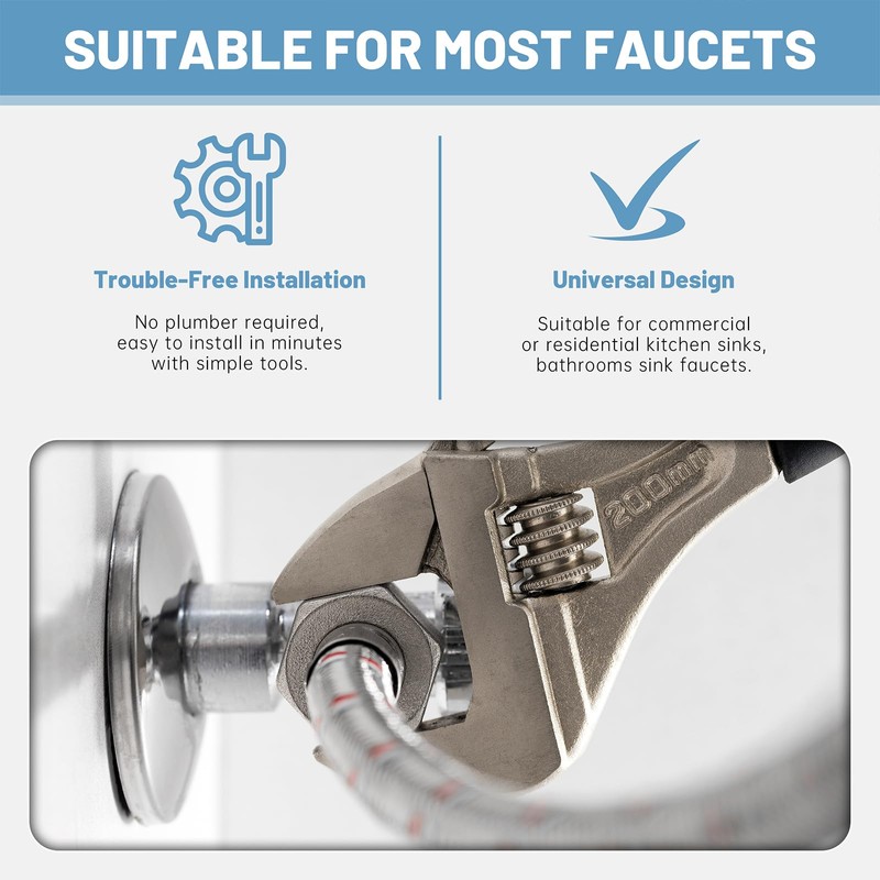 BWE 24-Inch Long Faucet Connector Braided Stainless Steel Supply Hose
