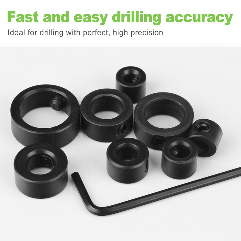 CeroDimo 7-Piece Drill Bit Stop Collar Set, Precision Depth Stop