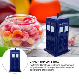 Cabilock Christmas Cookie Tins Phone Booth Box Vintage Telephone Christmas Tinplate Empty Tins Box Phone Booth Favor Candies Boxes British Themed Party Favors Blue