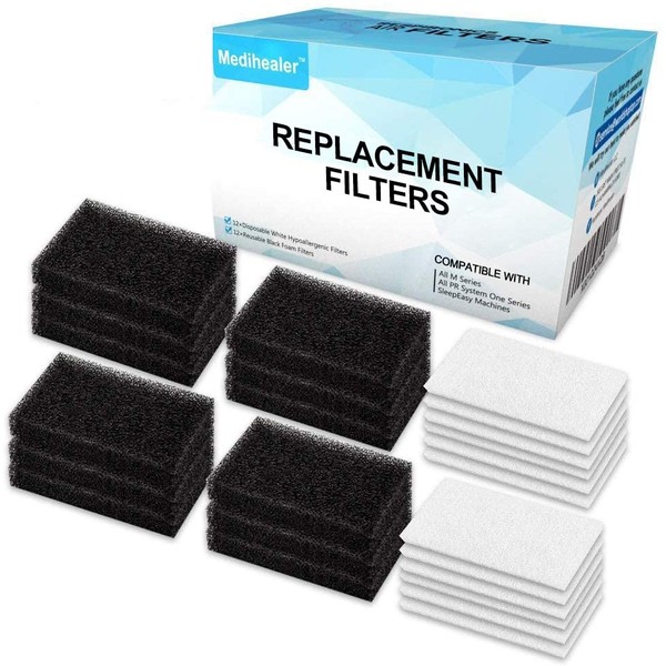 Medihealer CPAP Filters 24 Packs -Foam Filter and Ultra Fine Filters for M Series, for PR System One,for SleepEasy Series-Premium Disposable Universal Filter,Medihealer Replacement Filters Supplies