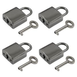 Piutouyar Mini Lock with Key, Small Luggage Lock, Little Padlock with Keys, Metal Diary Lock, Bronze Lock, Vintage Lock, Antique Padlock for Jewelry Box, Storage Box(Gun Black, 4 Pcs)