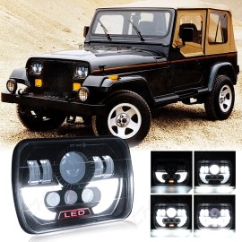 CHUSYYRAY Pair 7x6" 5x7" LED Headlight Hi&Lo Sealed Beam For Ford F150 F250 F350 1978-1986