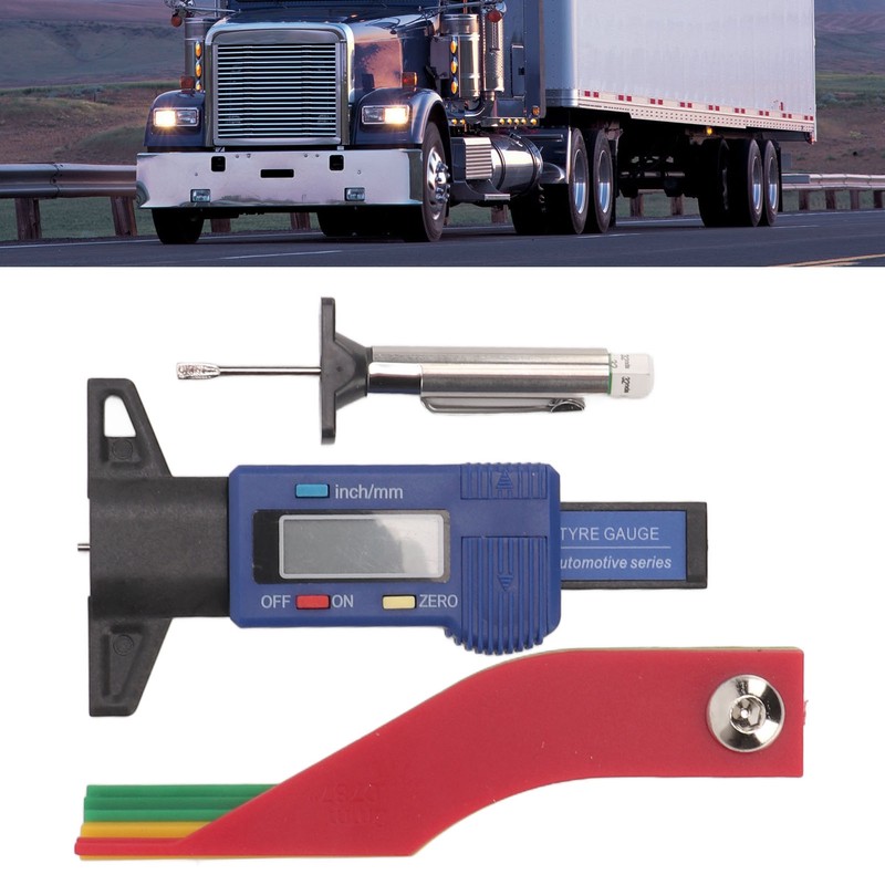 Digital Tire Tread Gauge Color Coded Depth Measurement Tool Handheld
